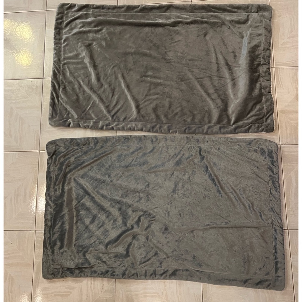 True North Grayish Silver Velour and White Sherpa Pair of Pillow Shams